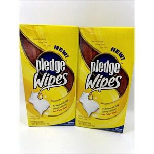 2 Packs Vintage Pledge Wood Wipes 18 Pre-Moistened Lemon Scented Wipes 7" x 11"